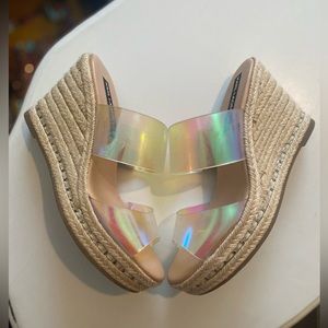 Karl Lagerfeld Paris Courtney iridescent Wedge slip on, 7-7.5 NWOT
